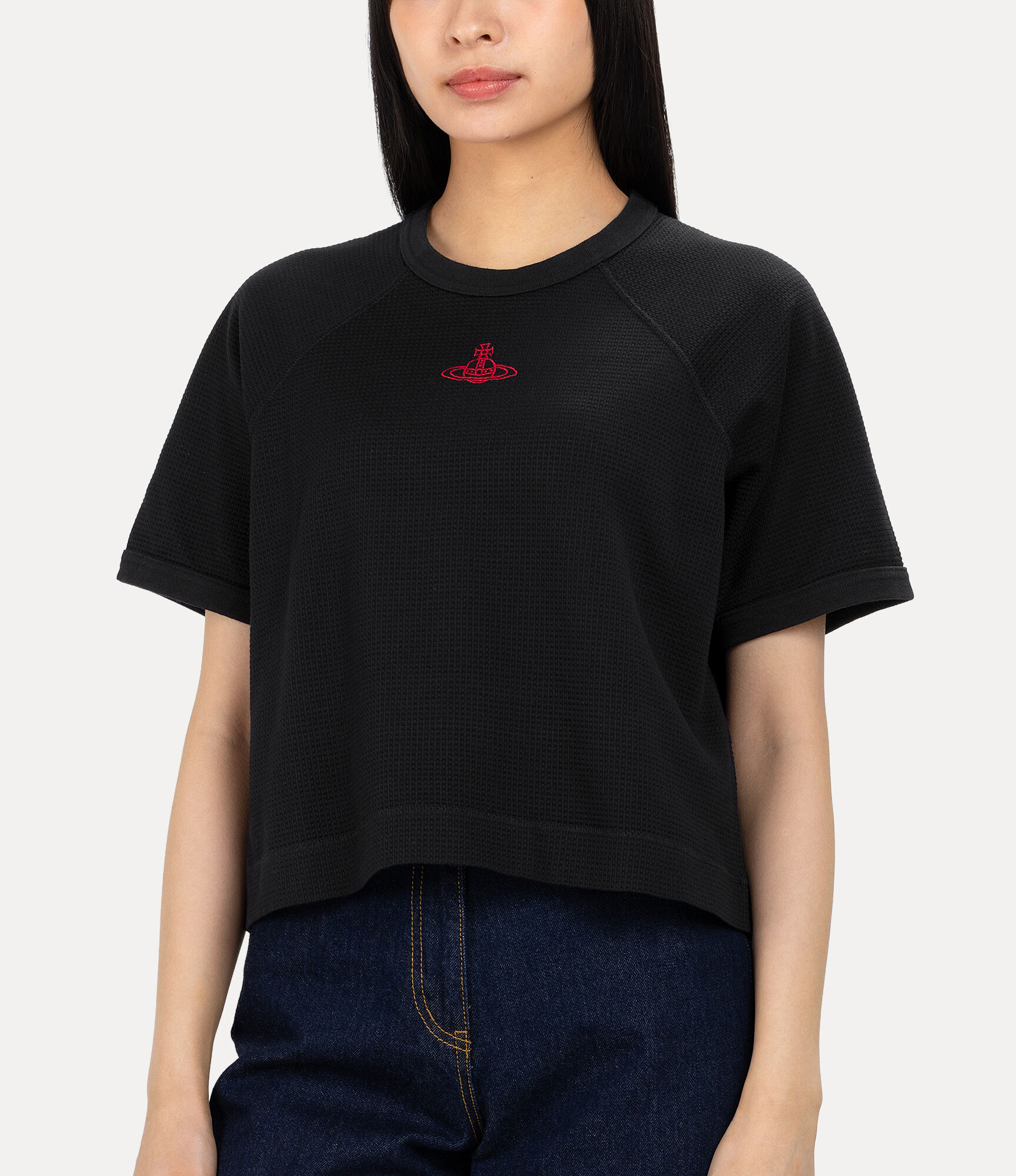 Irregular Waffle Raglan Relaxed T-Shirt  large image number 4