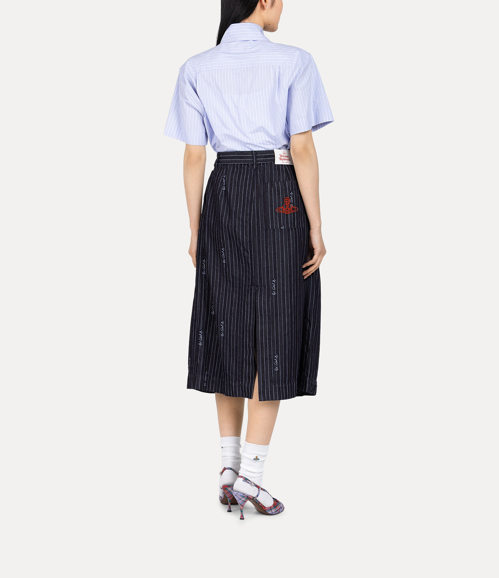 Logo Stripe Jacquard Denim Wide Skirt  large image number 3