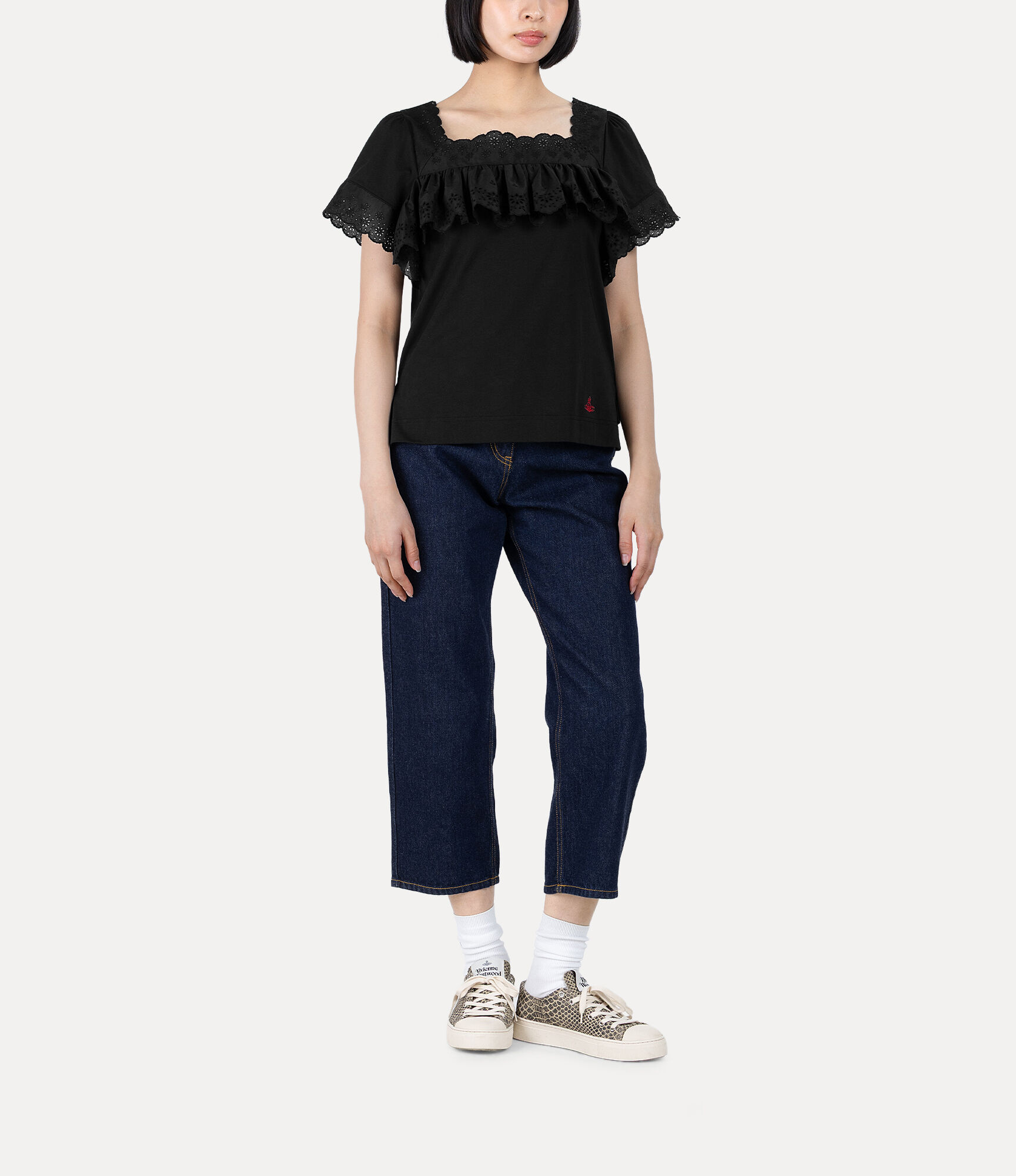Dry Cotton Jersey Frill Lace Top  large image number 2