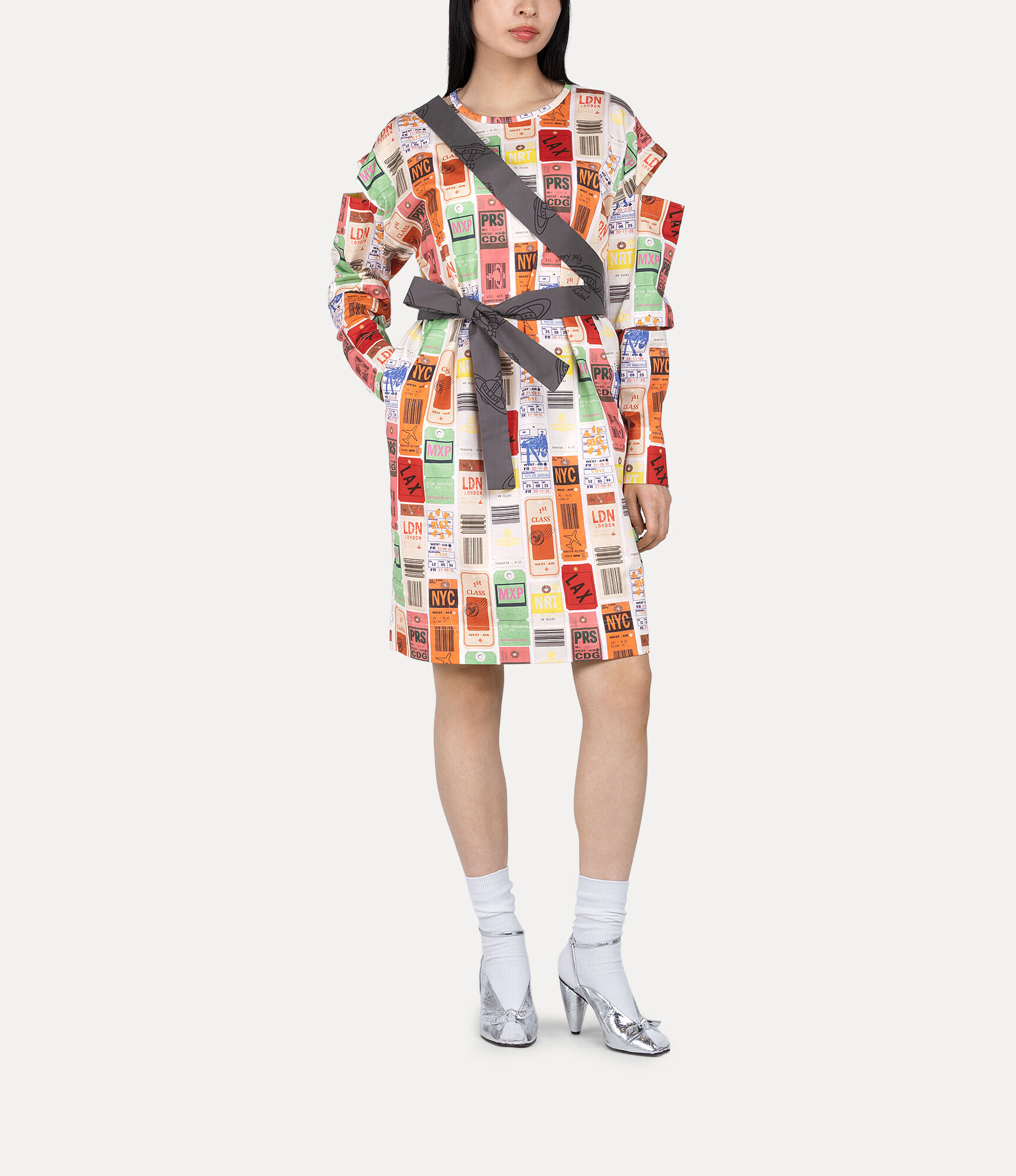 Travel Print Slit Tape Dress  large image number 2