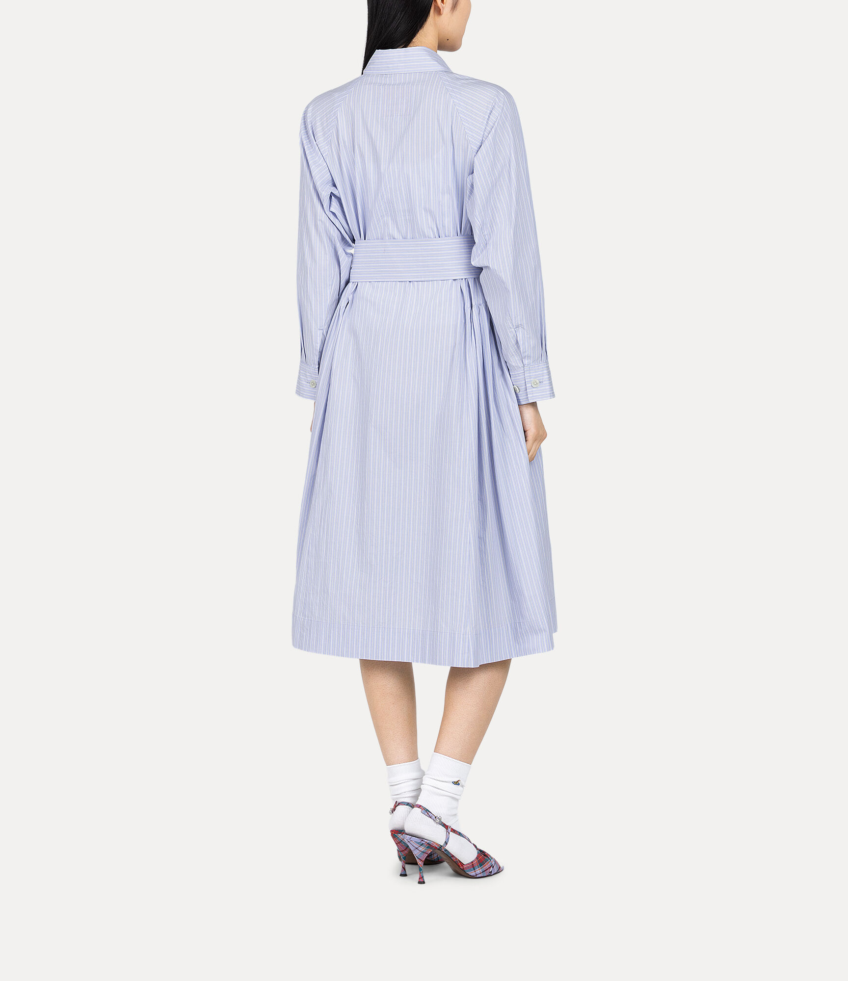 Organic Cotton Washer Waist Gathered A-Line Shirt Dress  large image number 4
