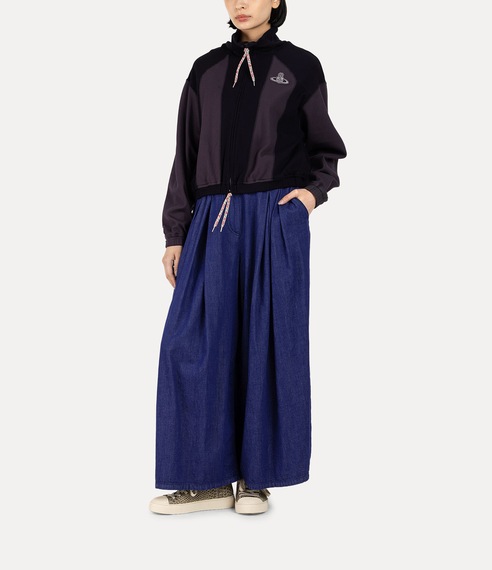Mesh Jersey Blocking Zip Blouson  large image number 2