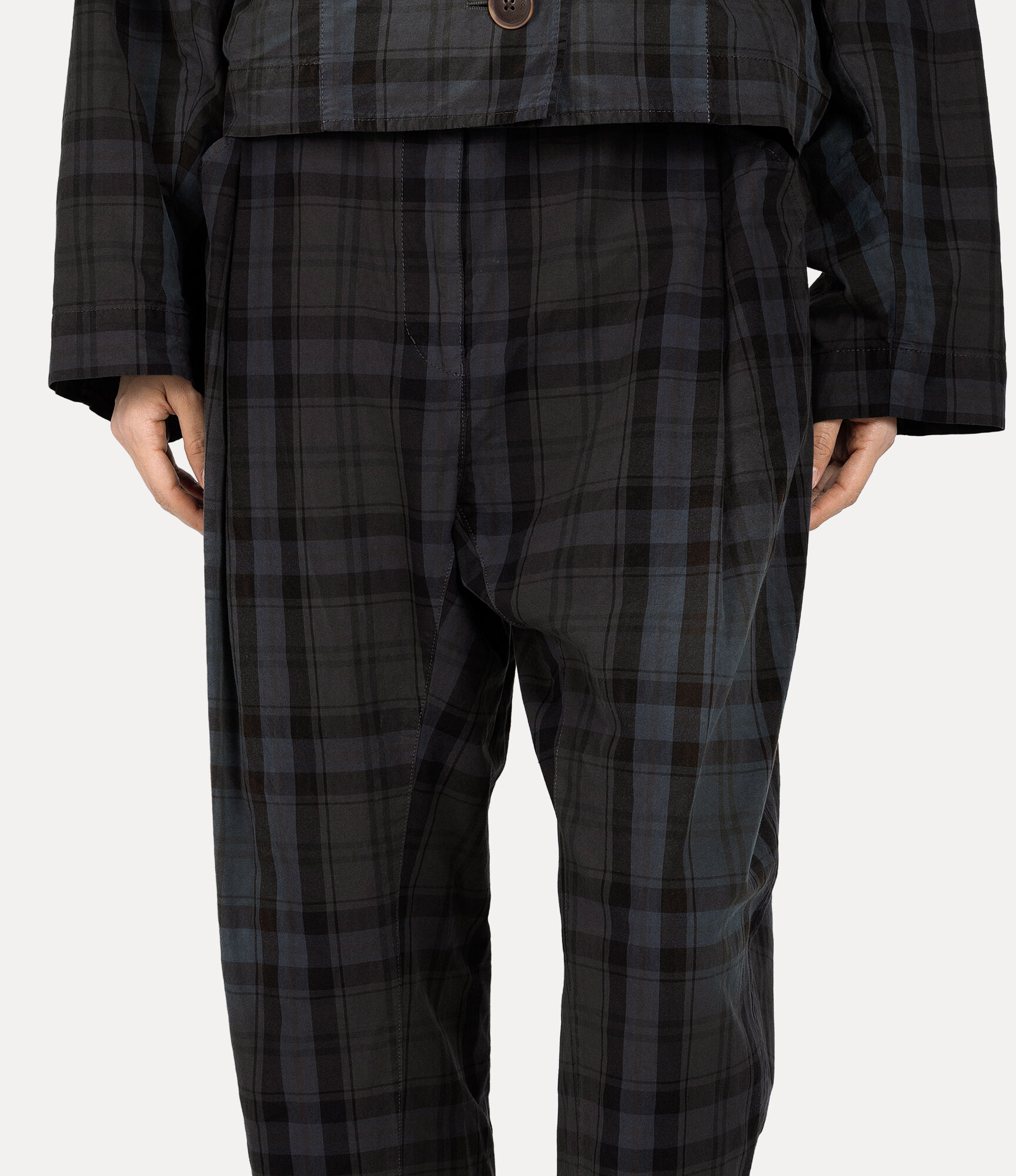 Cotton Tartan Overdye Trousers  large image number 4