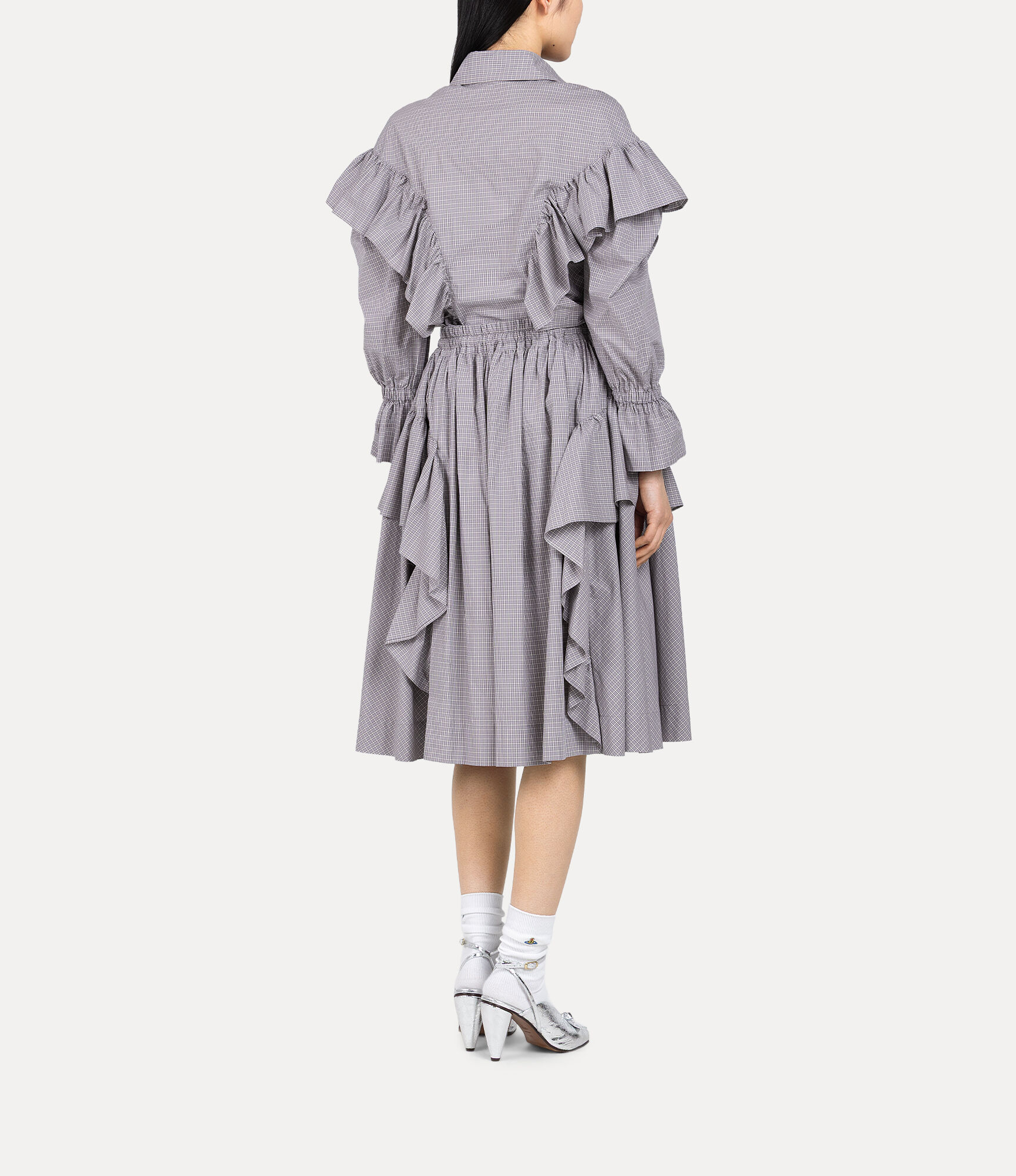 Micro Check Gathered Frill Skirt  large image number 3