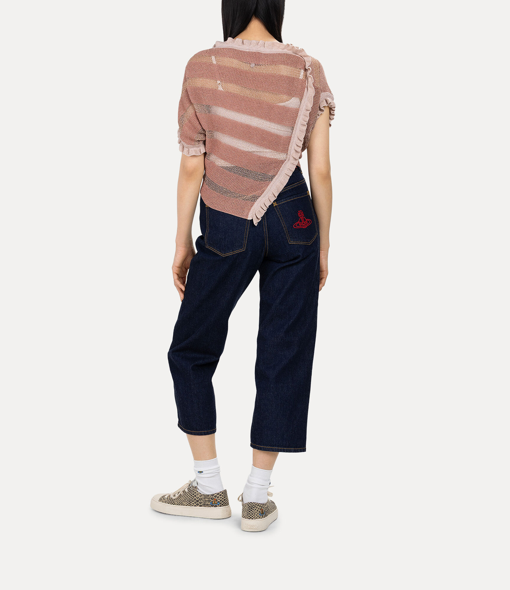 Lurex Mix Patchwork Frill Knit Top  large image number 3