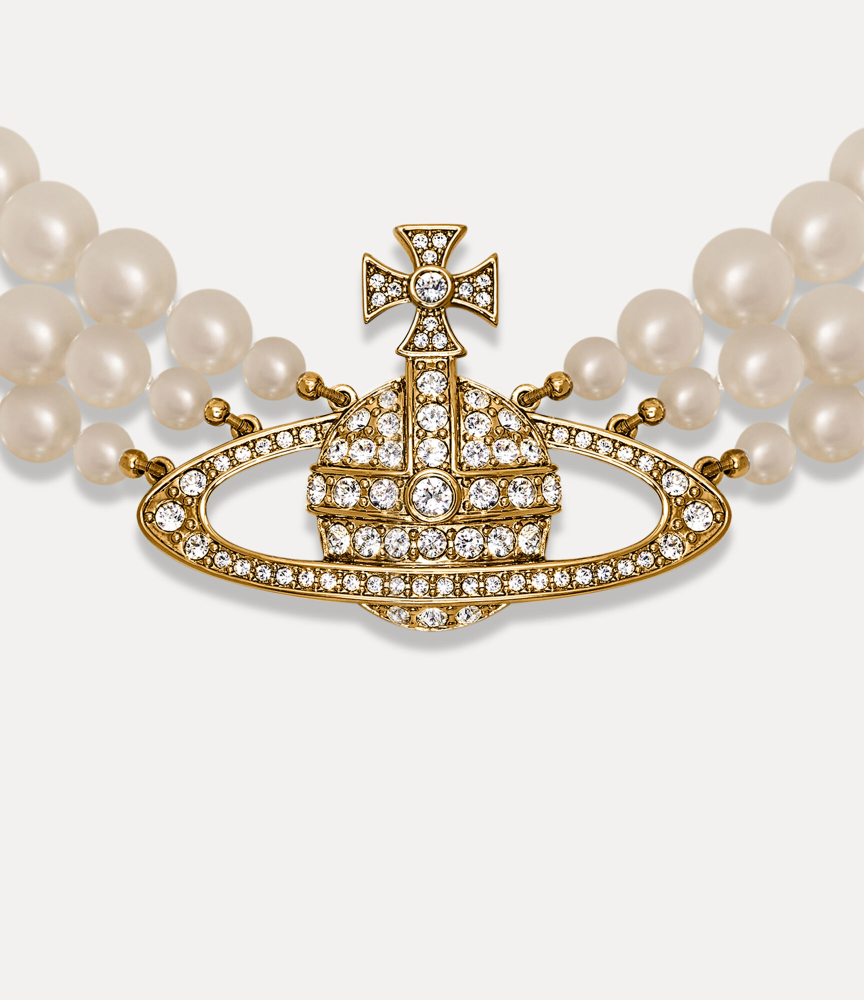 Three Row Pearl Bas Relief Choker  large image number 2
