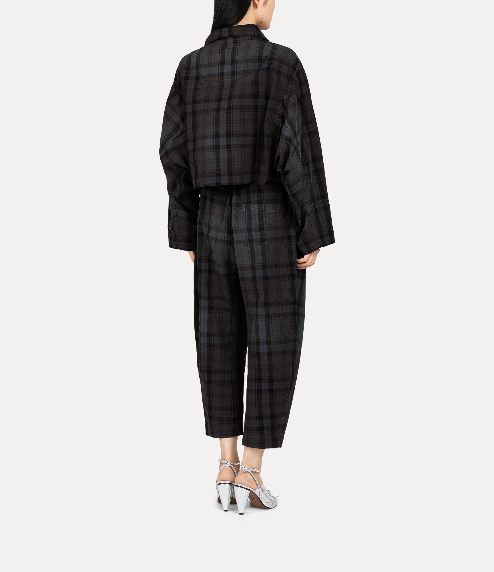 Cotton Tartan Overdye Trousers  large image number 3