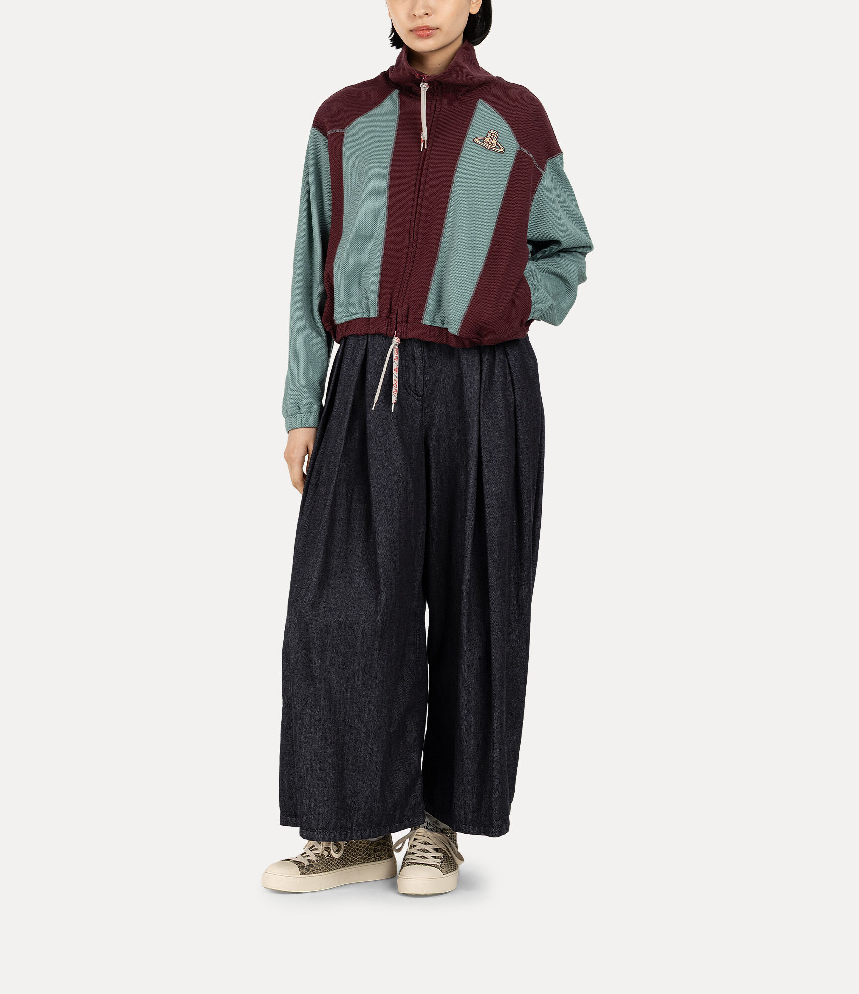 Mesh Jersey Blocking Zip Blouson  large image number 2