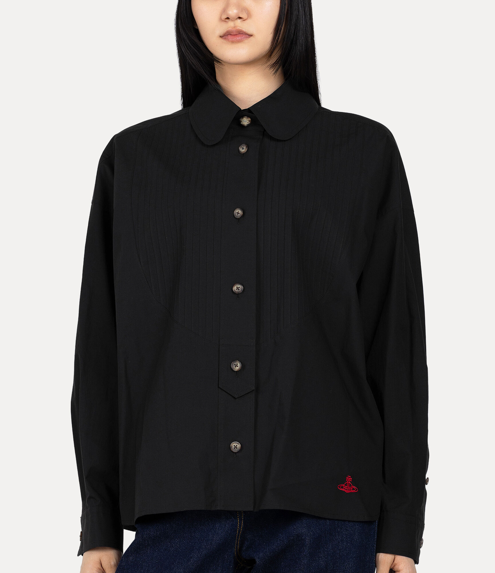 Organic Cotton Typewriter Pintuck Relaxed Shirt  large image number 4