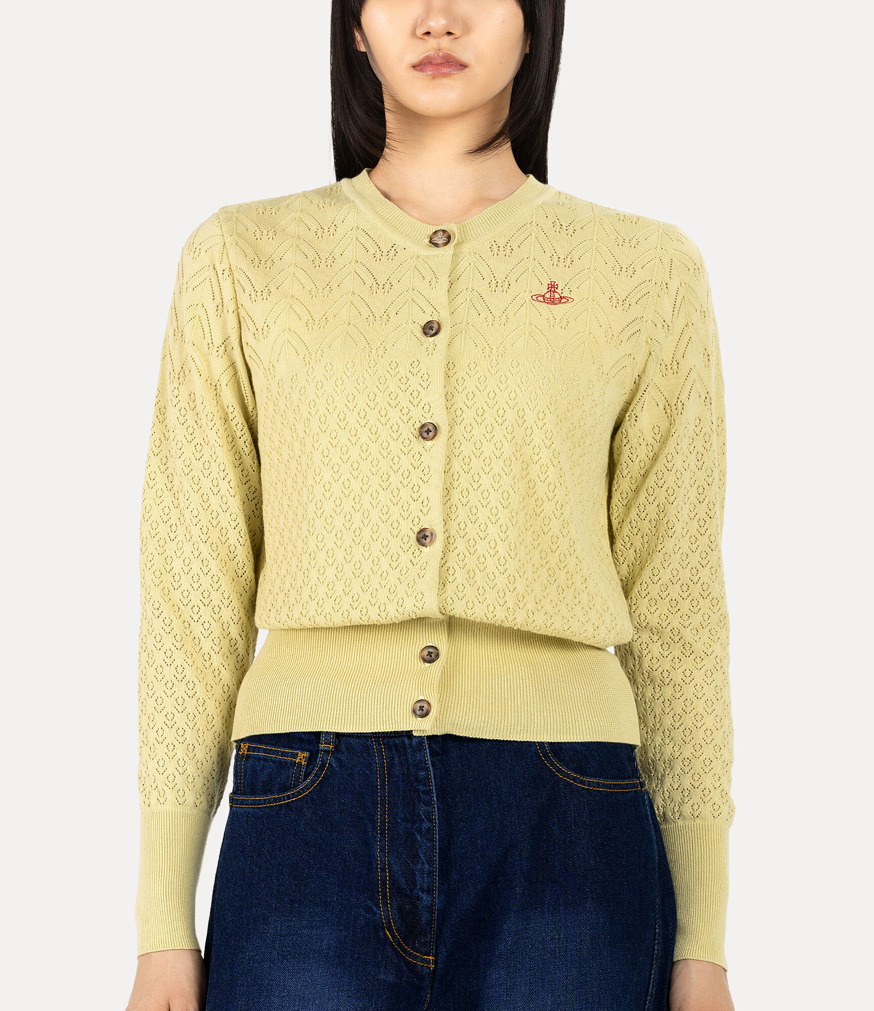 Mix Stitch Crew Neck Cardigan  large image number 4