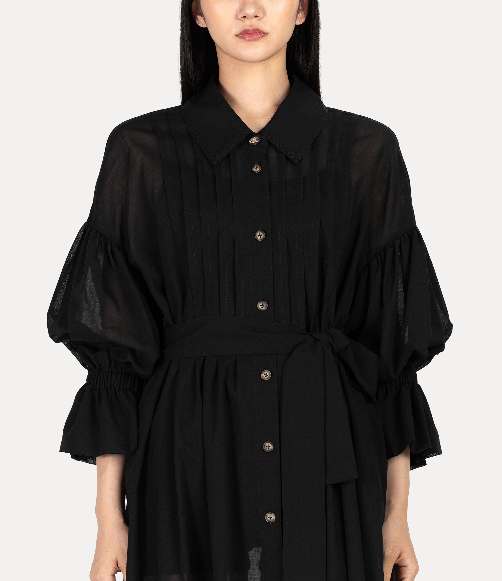 Sheer Wool Pintuck Dress  large image number 4