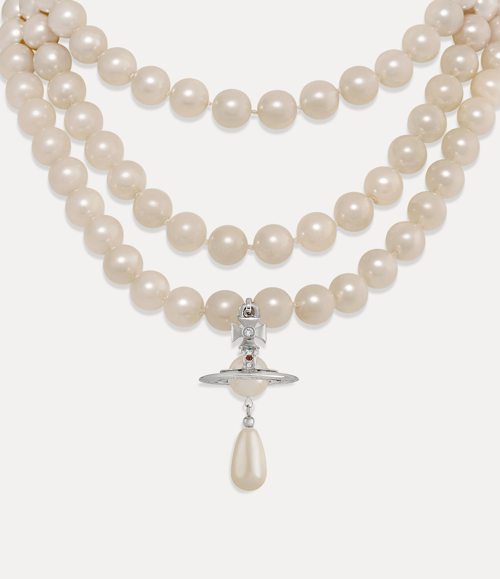 Three Row Pearl Drop Choker  large image number 2