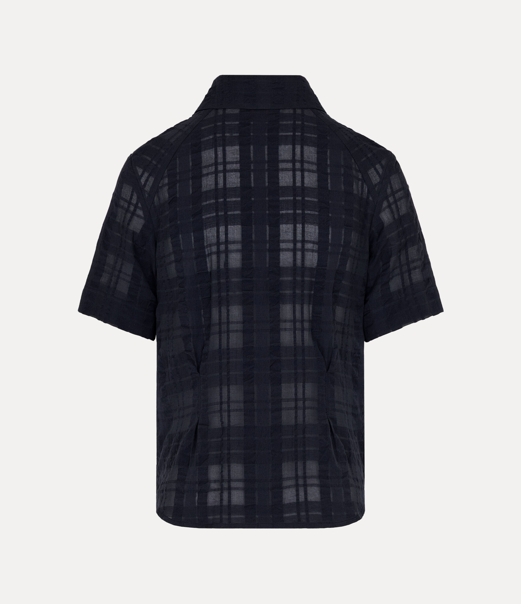Shadow Check Short Sleeve Bib Gathered Shirt  large image number 5