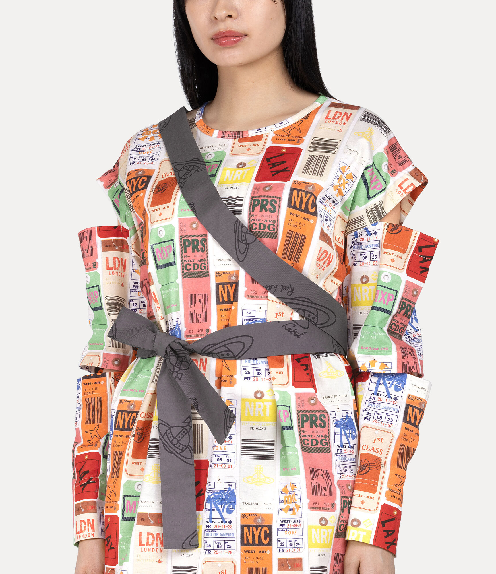 Travel Print Slit Tape Dress  large image number 4