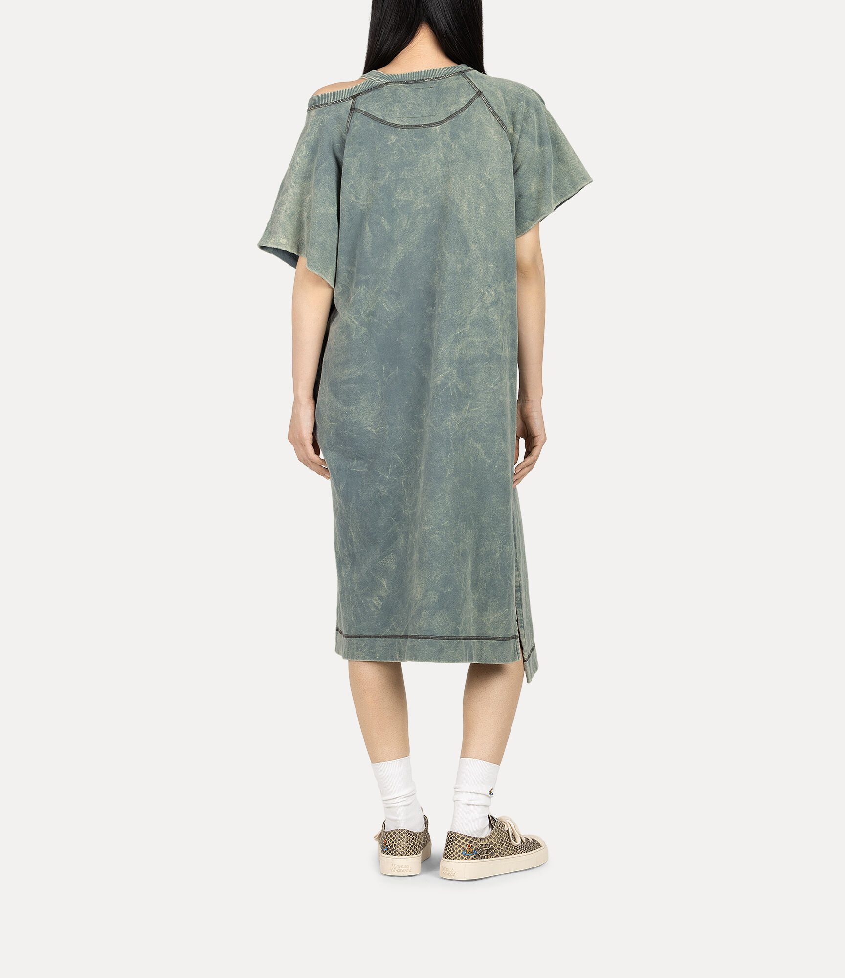 Gauze Terry Overdye Raglan Slash Dress  large image number 3