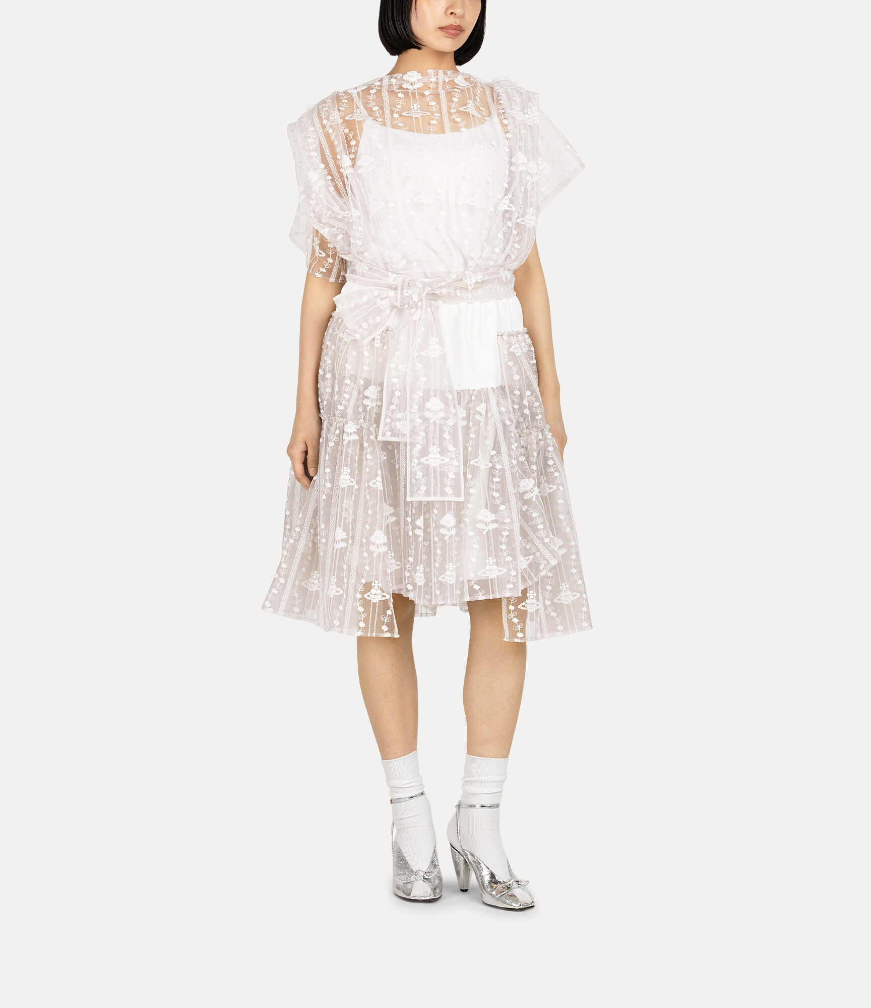 Flower Orb Tulle Embroidery Blouse  large image number 2