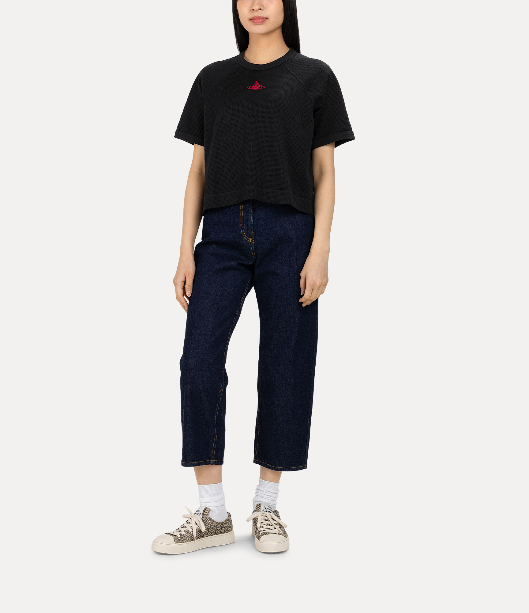Irregular Waffle Raglan Relaxed T-Shirt  large image number 2