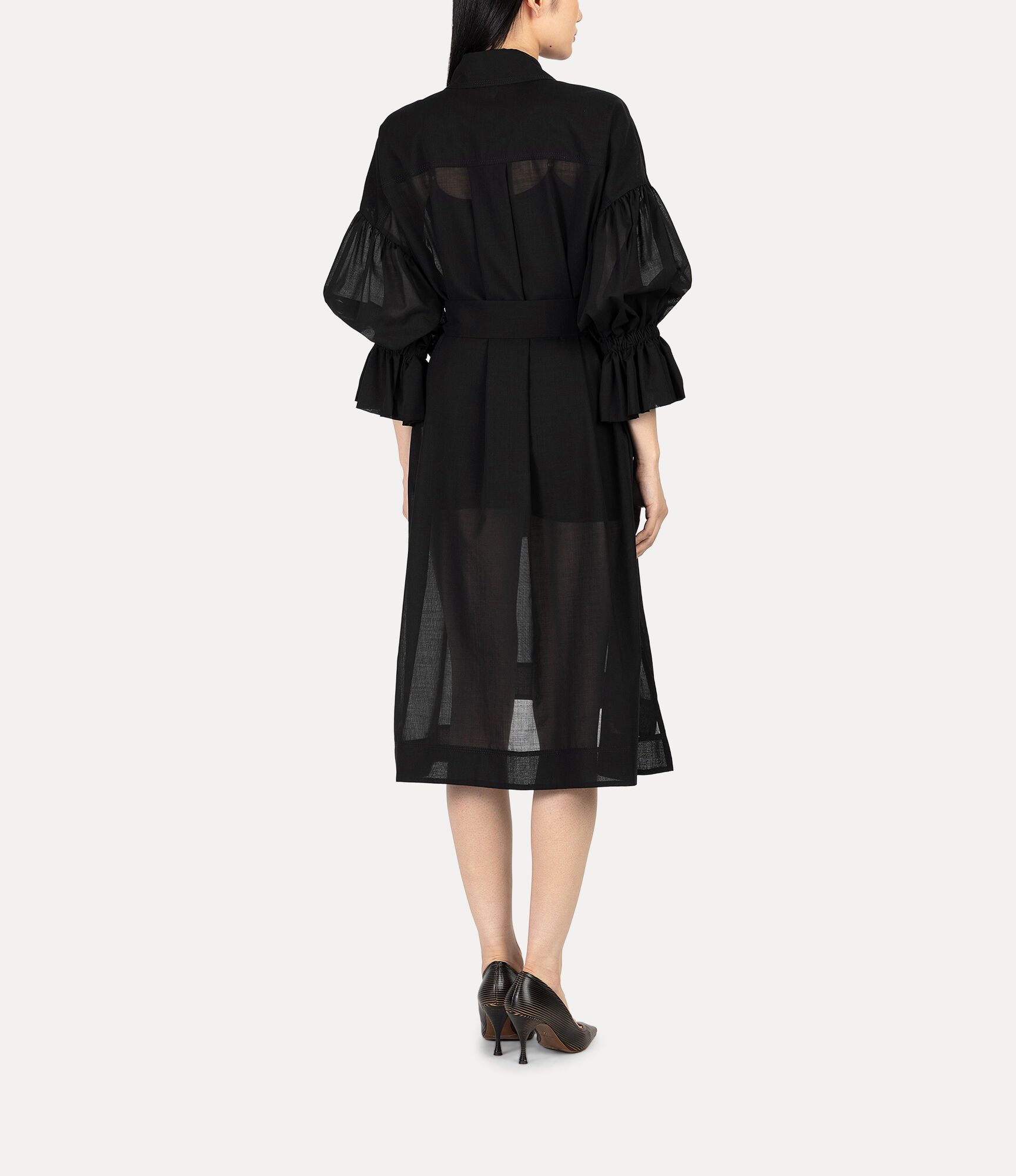Sheer Wool Pintuck Dress  large image number 3