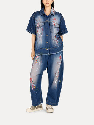 Hand Painted Denim Short Sleeve Jacket