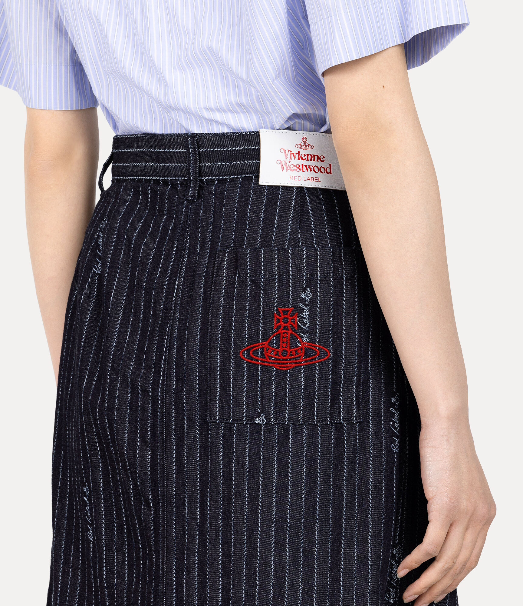 Logo Stripe Jacquard Denim Wide Skirt  large image number 5