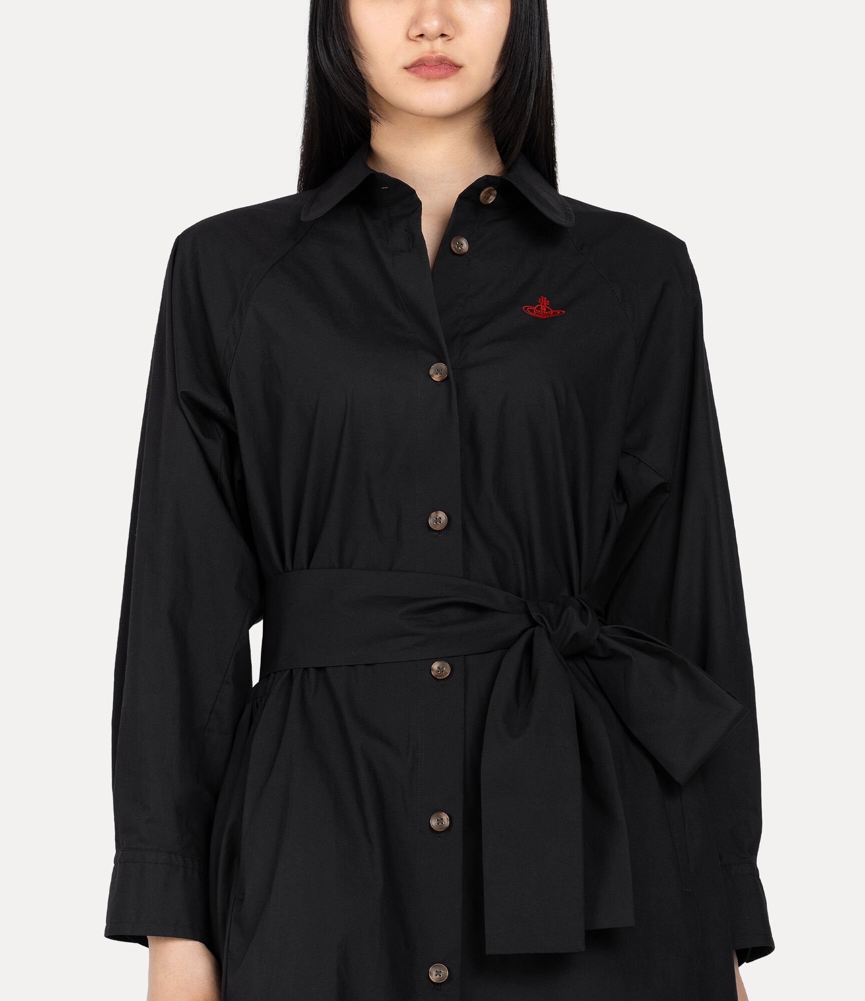 Organic Cotton Washer Waist Gathered A-Line Shirt Dress  large image number 5