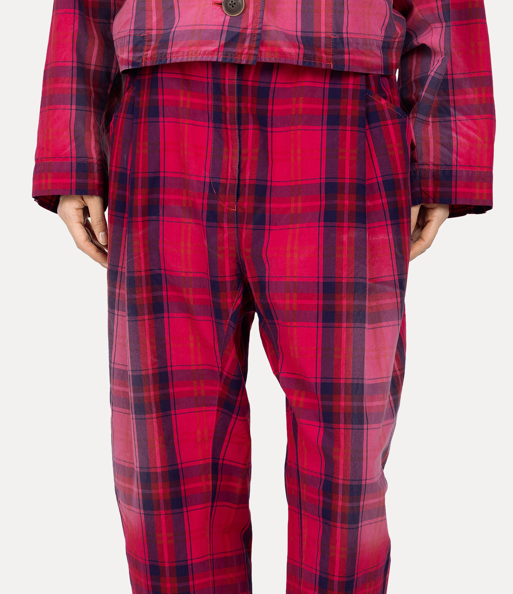 Cotton Tartan Overdye Trousers  large image number 4