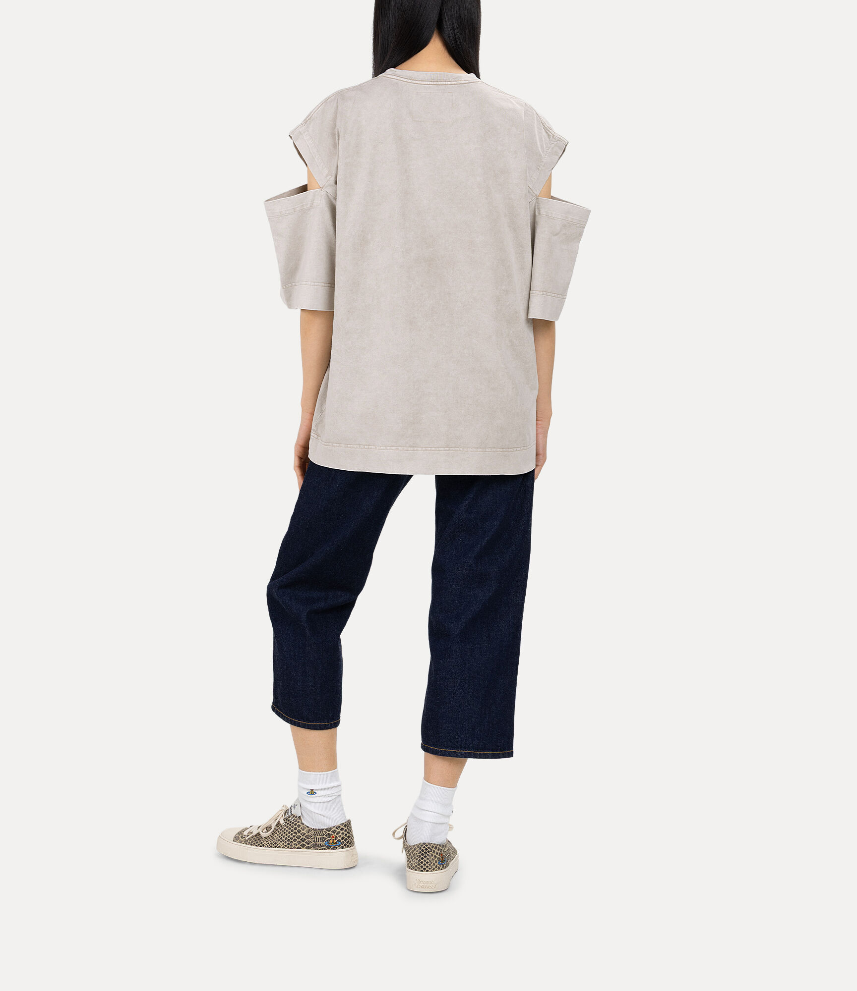 Patchwork Distressed Slit T-Shirt  large image number 3