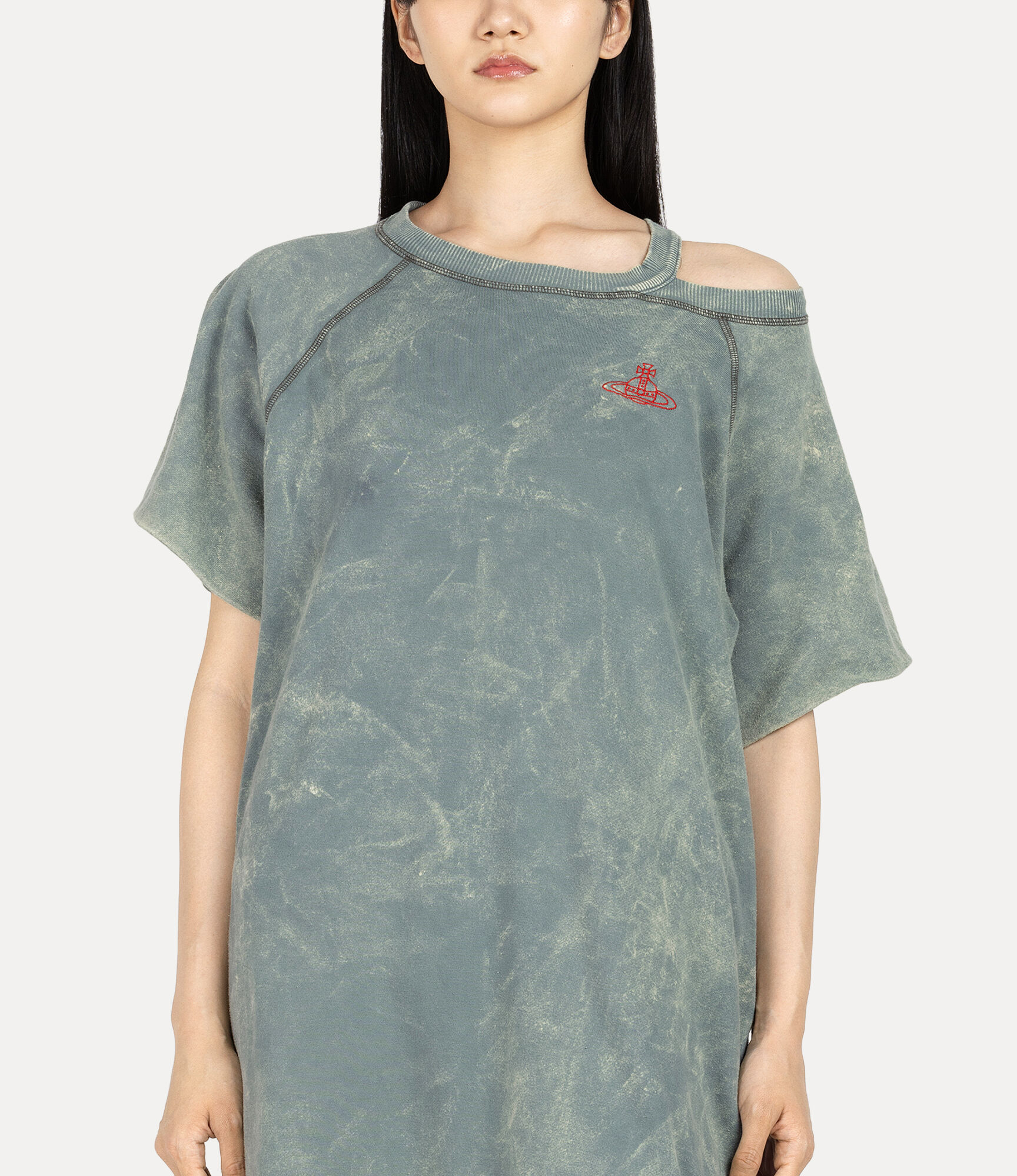 Gauze Terry Overdye Raglan Slash Dress  large image number 4
