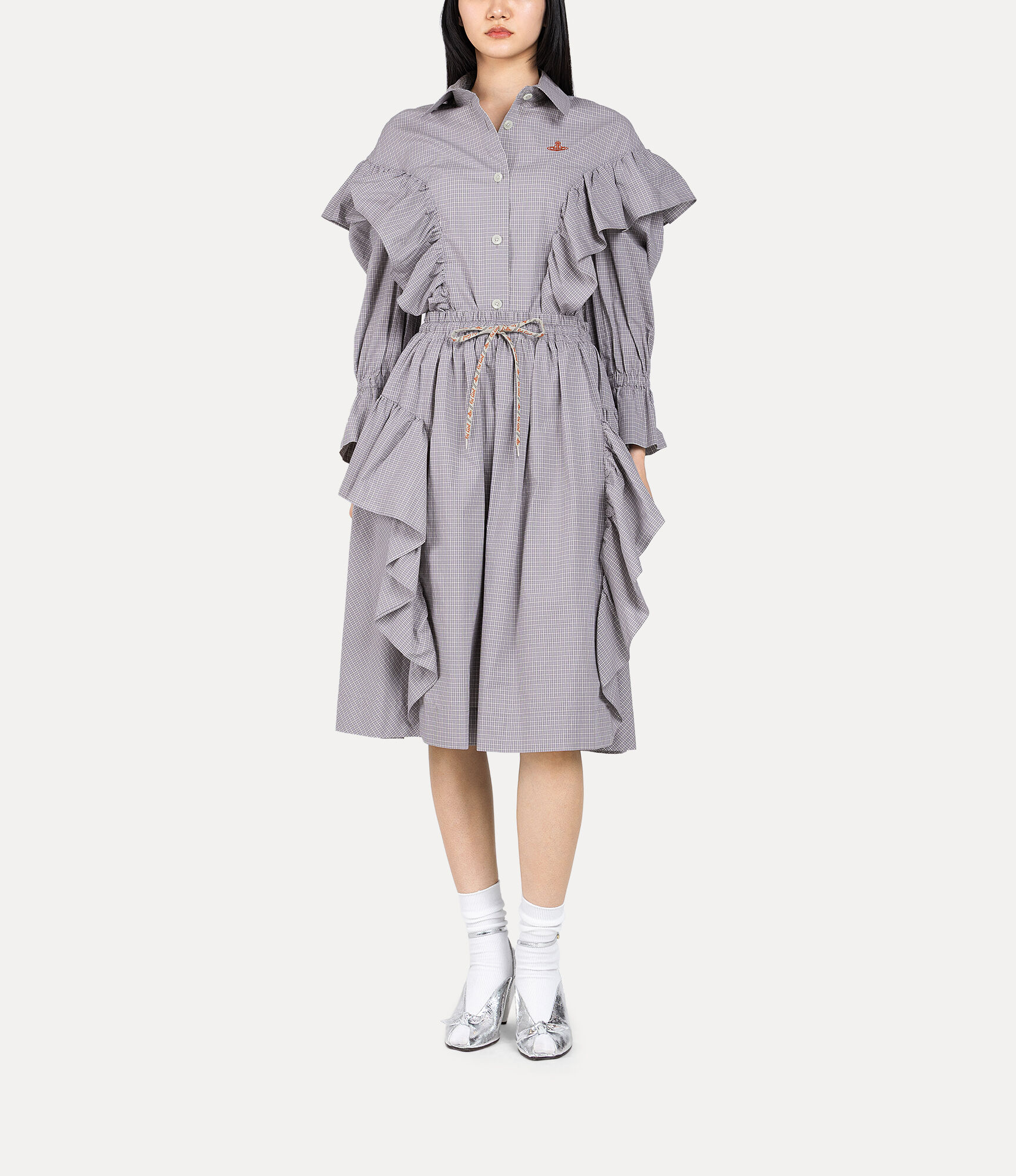 Micro Check Gathered Frill Skirt  large image number 2