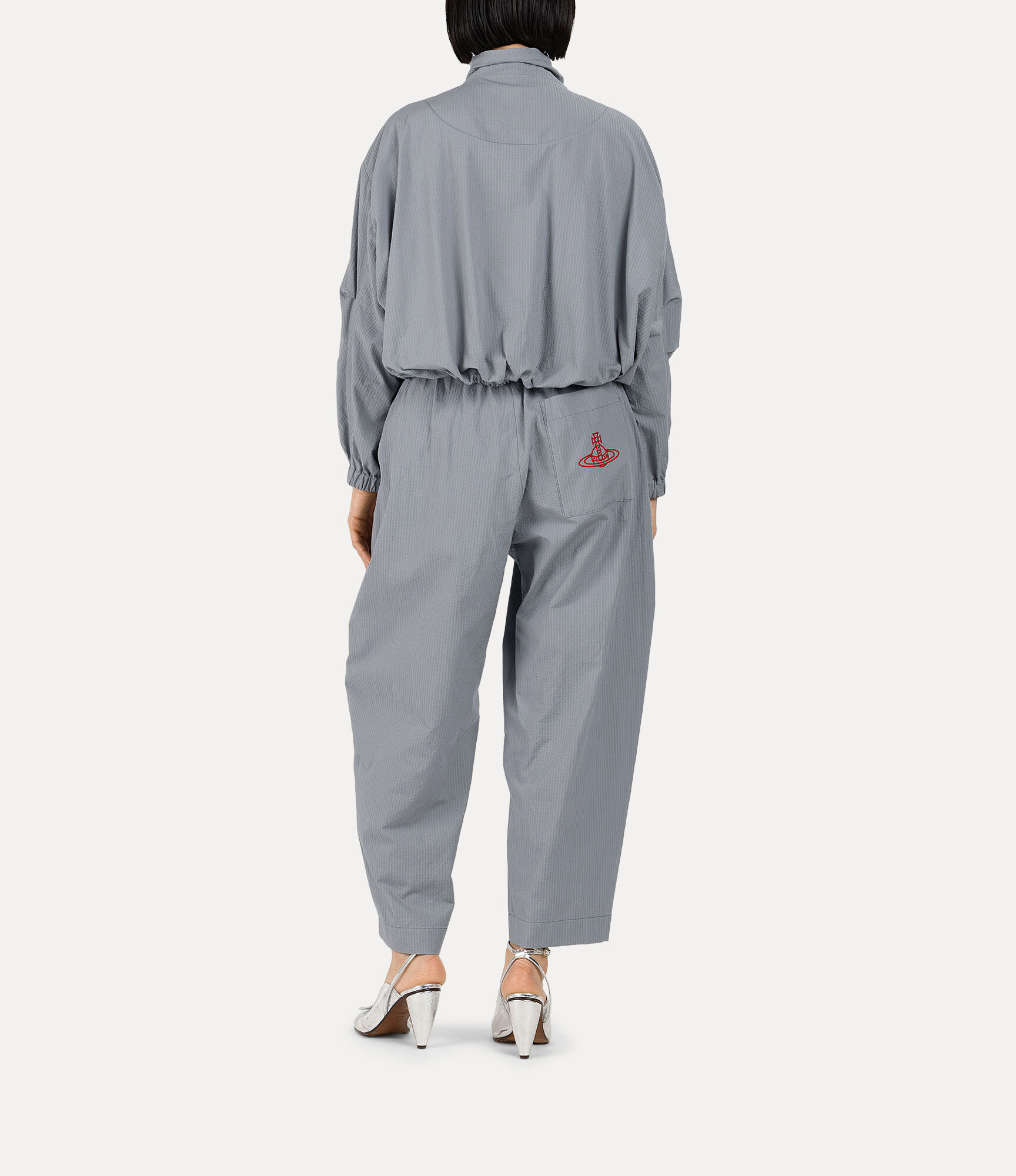Cotton Seersucker Balloon Tapered Trousers  large image number 3