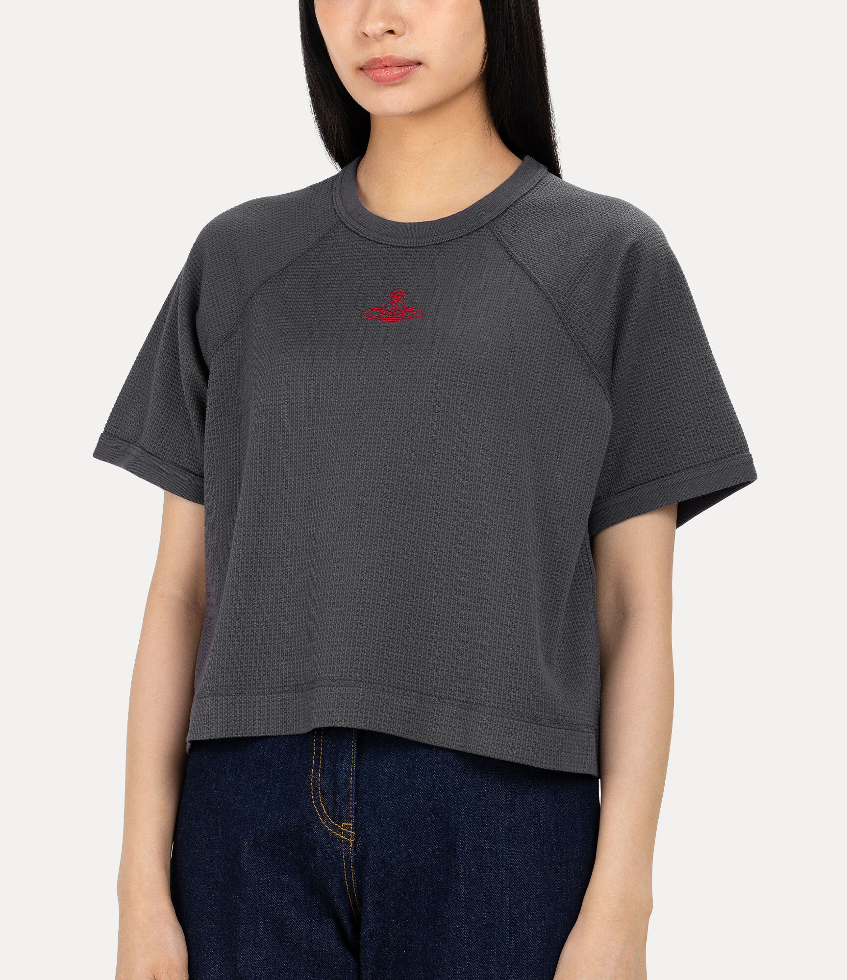 Irregular Waffle Raglan Relaxed T-Shirt  large image number 4