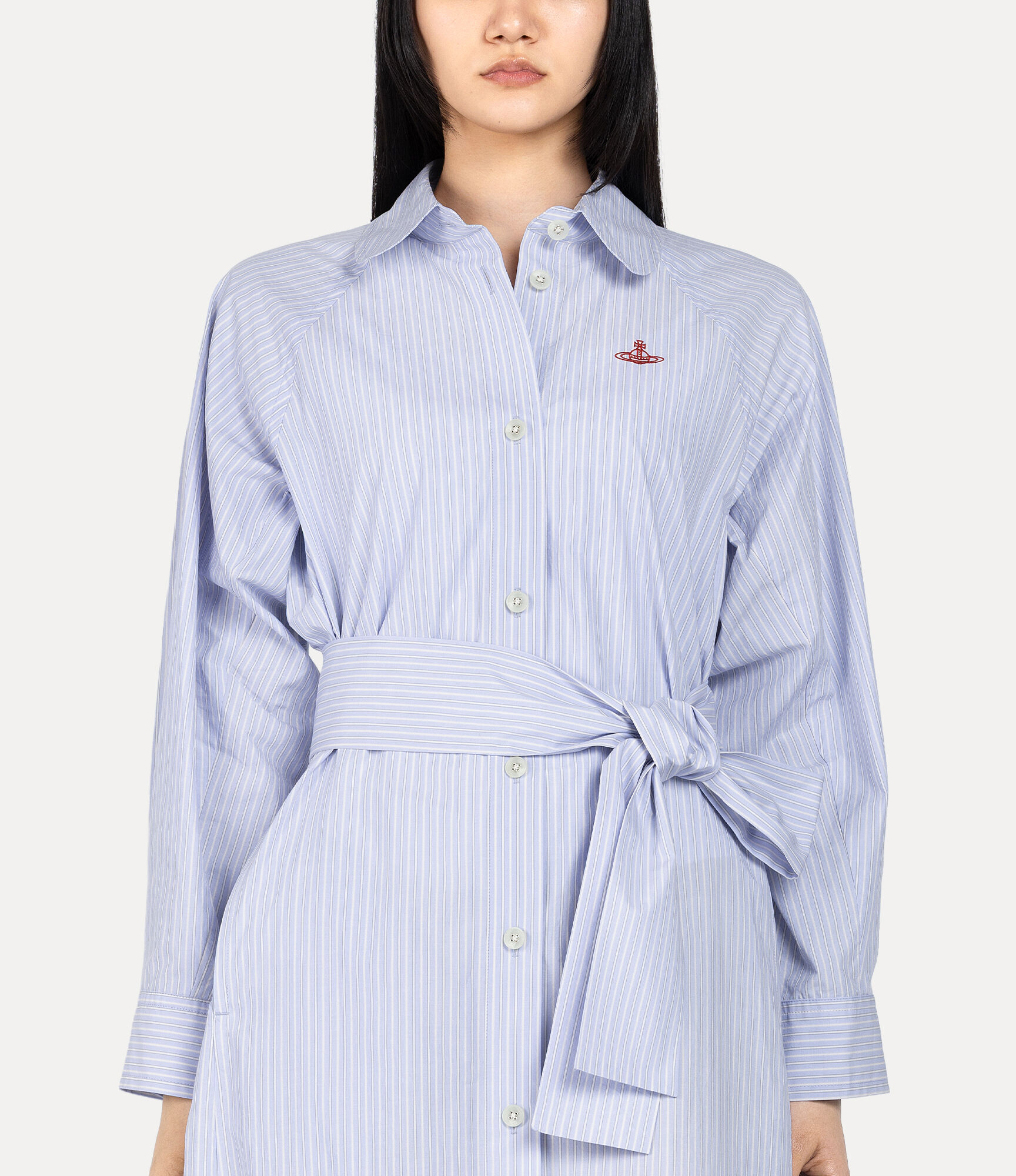 Organic Cotton Washer Waist Gathered A-Line Shirt Dress  large image number 5