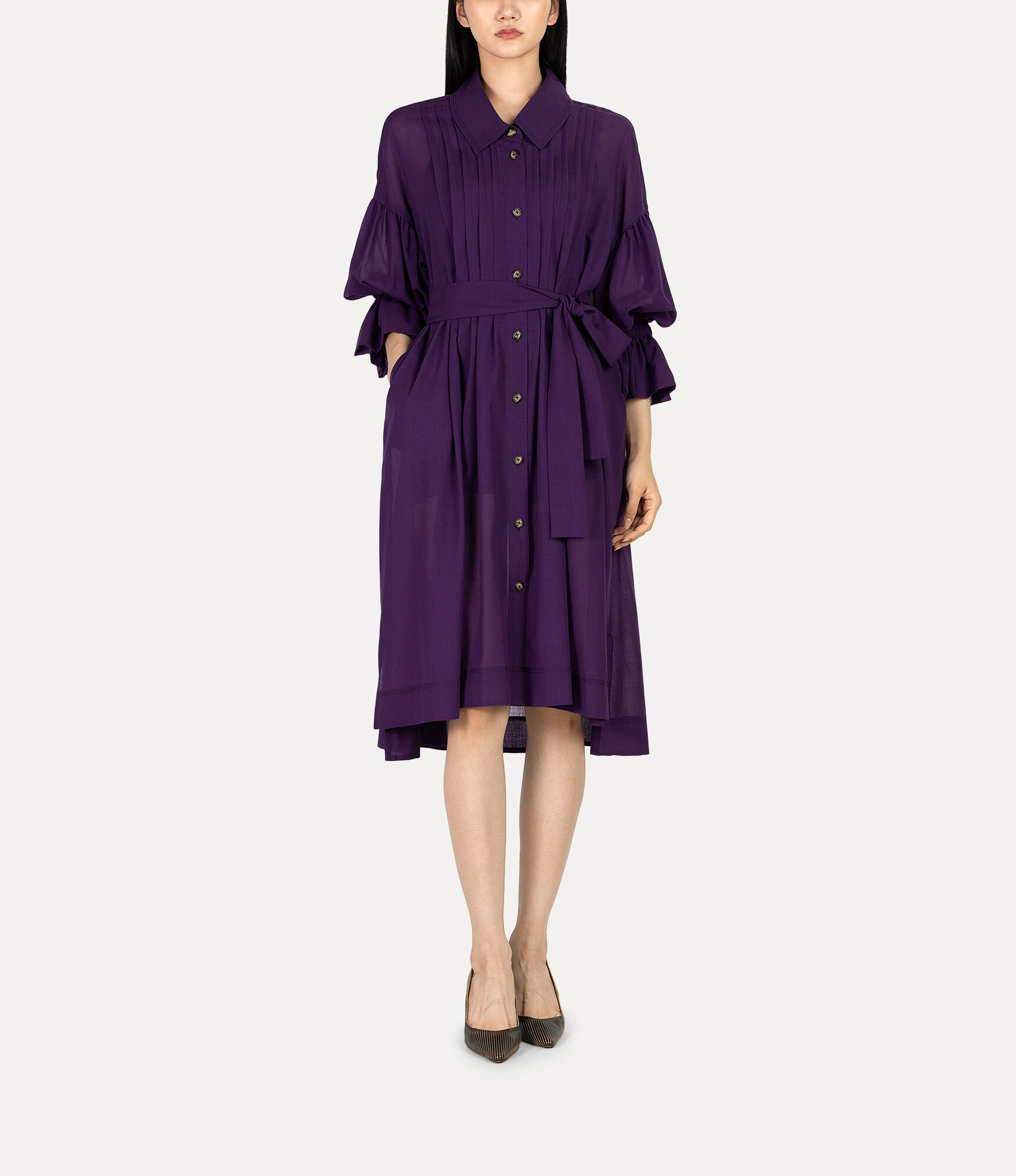 Sheer Wool Pintuck Dress  large image number 2