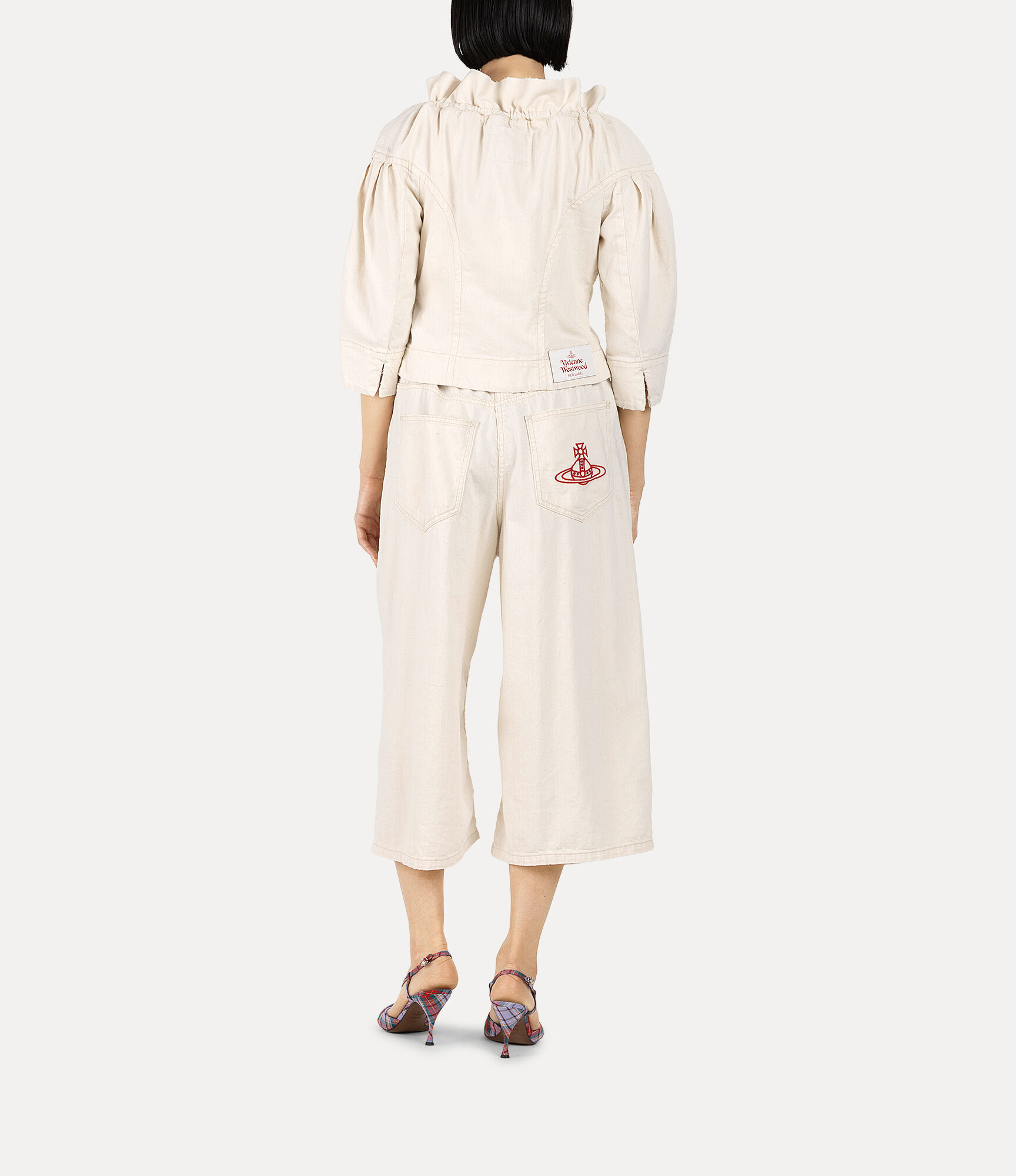Light Denim Elastic Gathered Wide Trousers  large image number 3