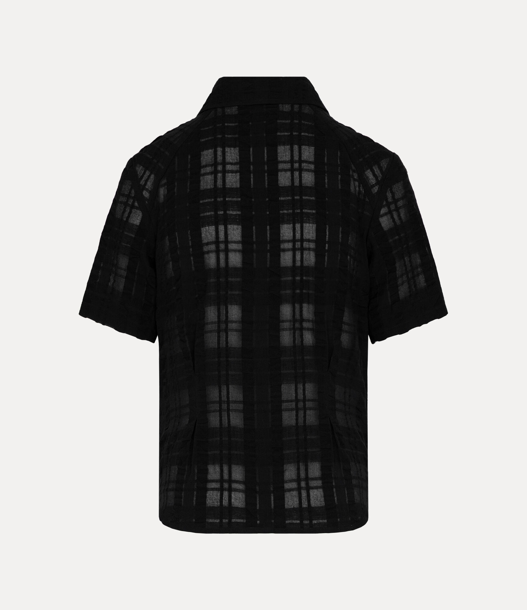 Shadow Check Short Sleeve Bib Gathered Shirt  large image number 5