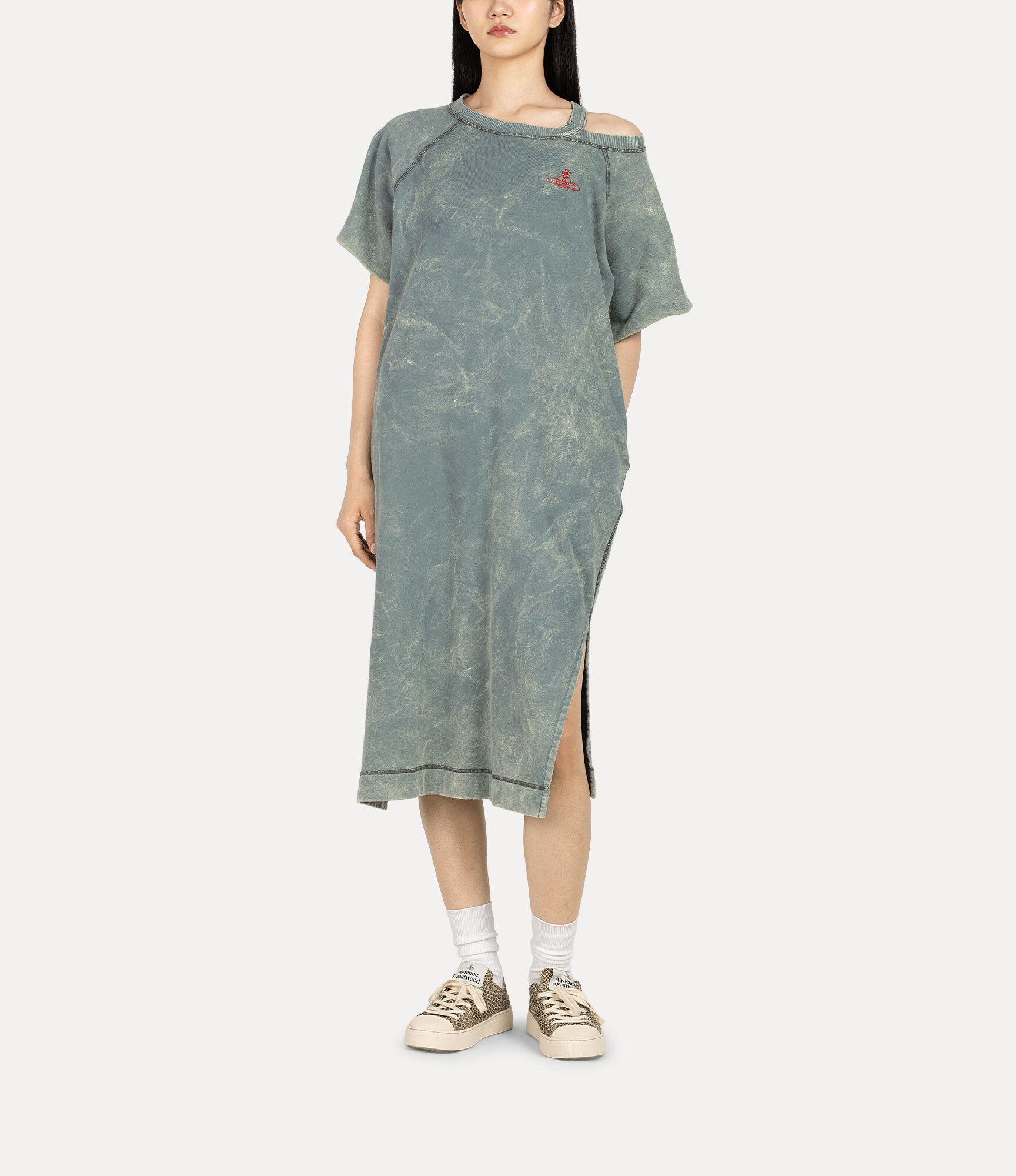 Gauze Terry Overdye Raglan Slash Dress  large image number 2
