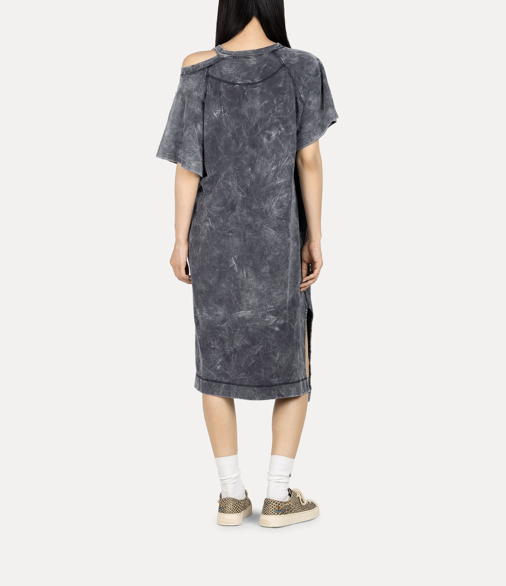 Gauze Terry Overdye Raglan Slash Dress  large image number 3