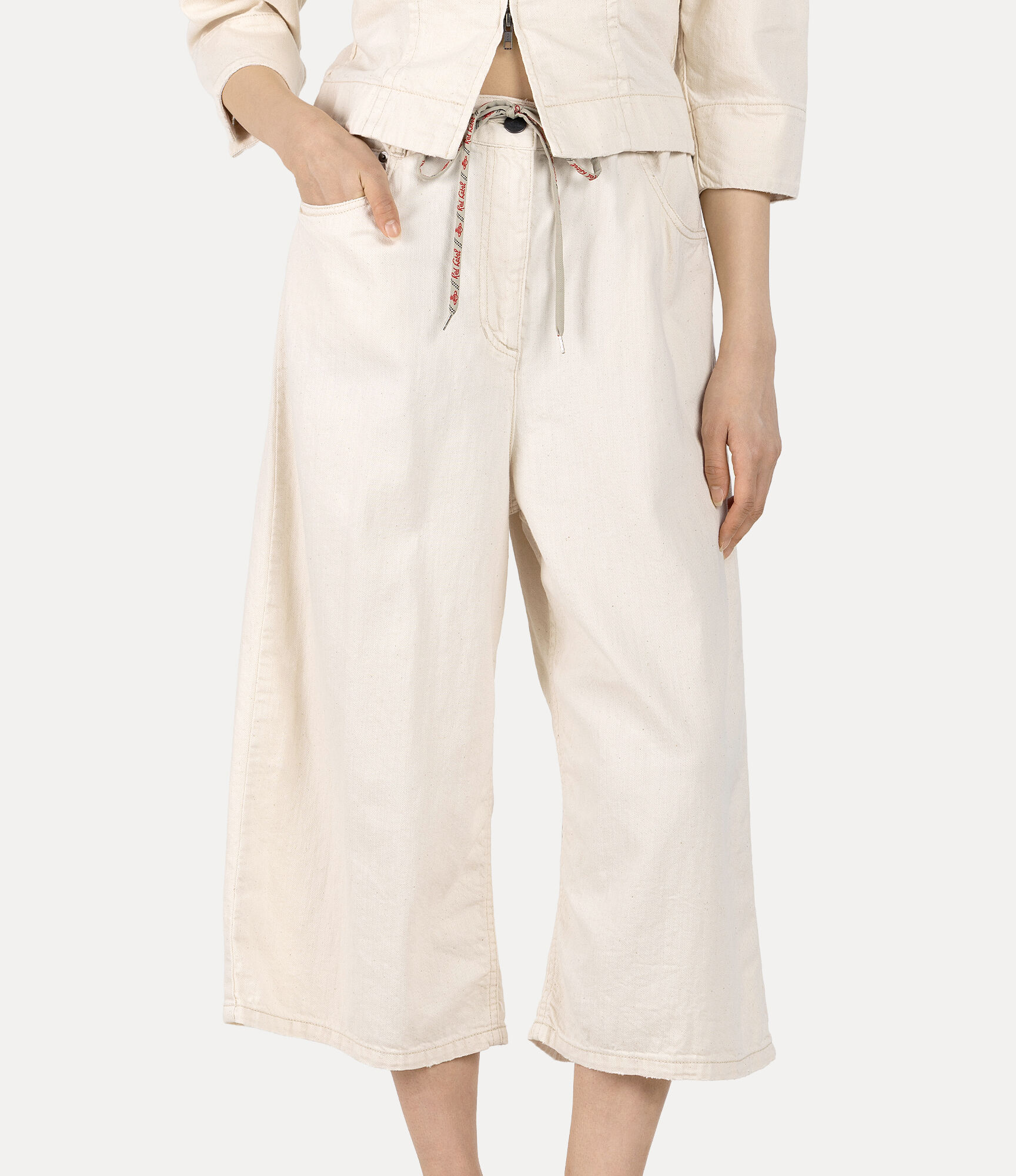 Light Denim Elastic Gathered Wide Trousers  large image number 4
