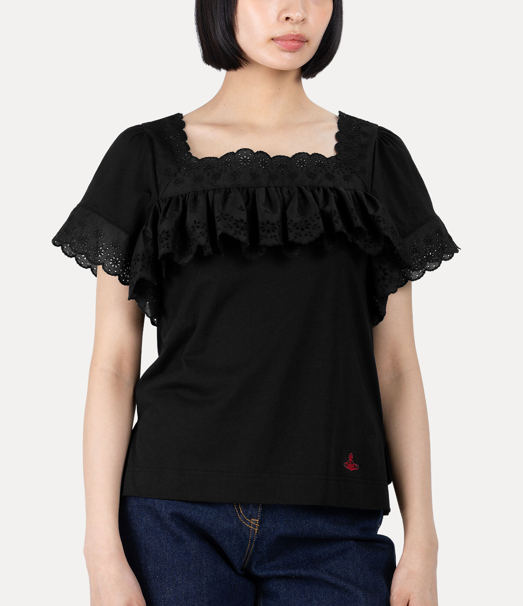 Dry Cotton Jersey Frill Lace Top  large image number 4