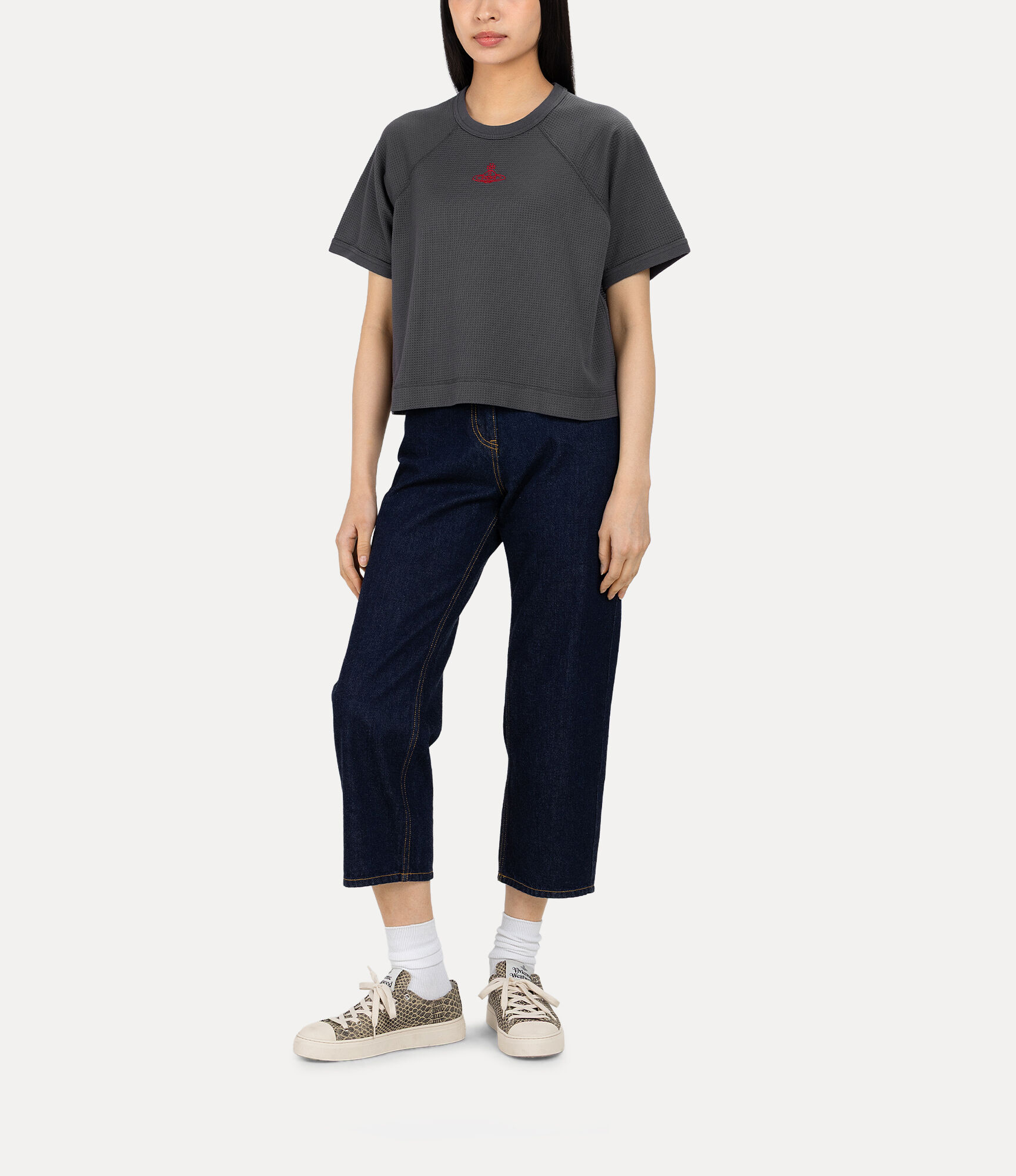 Irregular Waffle Raglan Relaxed T-Shirt  large image number 2