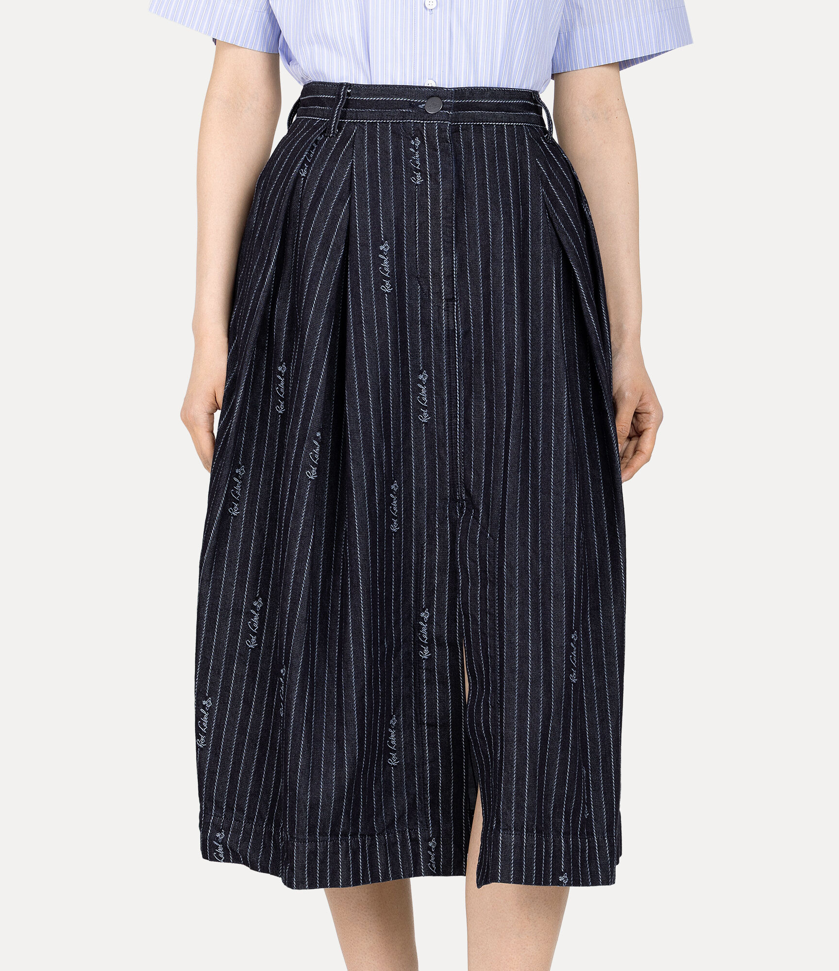 Logo Stripe Jacquard Denim Wide Skirt  large image number 4
